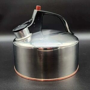 Regal Tea Kettle Silver Stainless Steel Copper Bottom Vintage Whistle